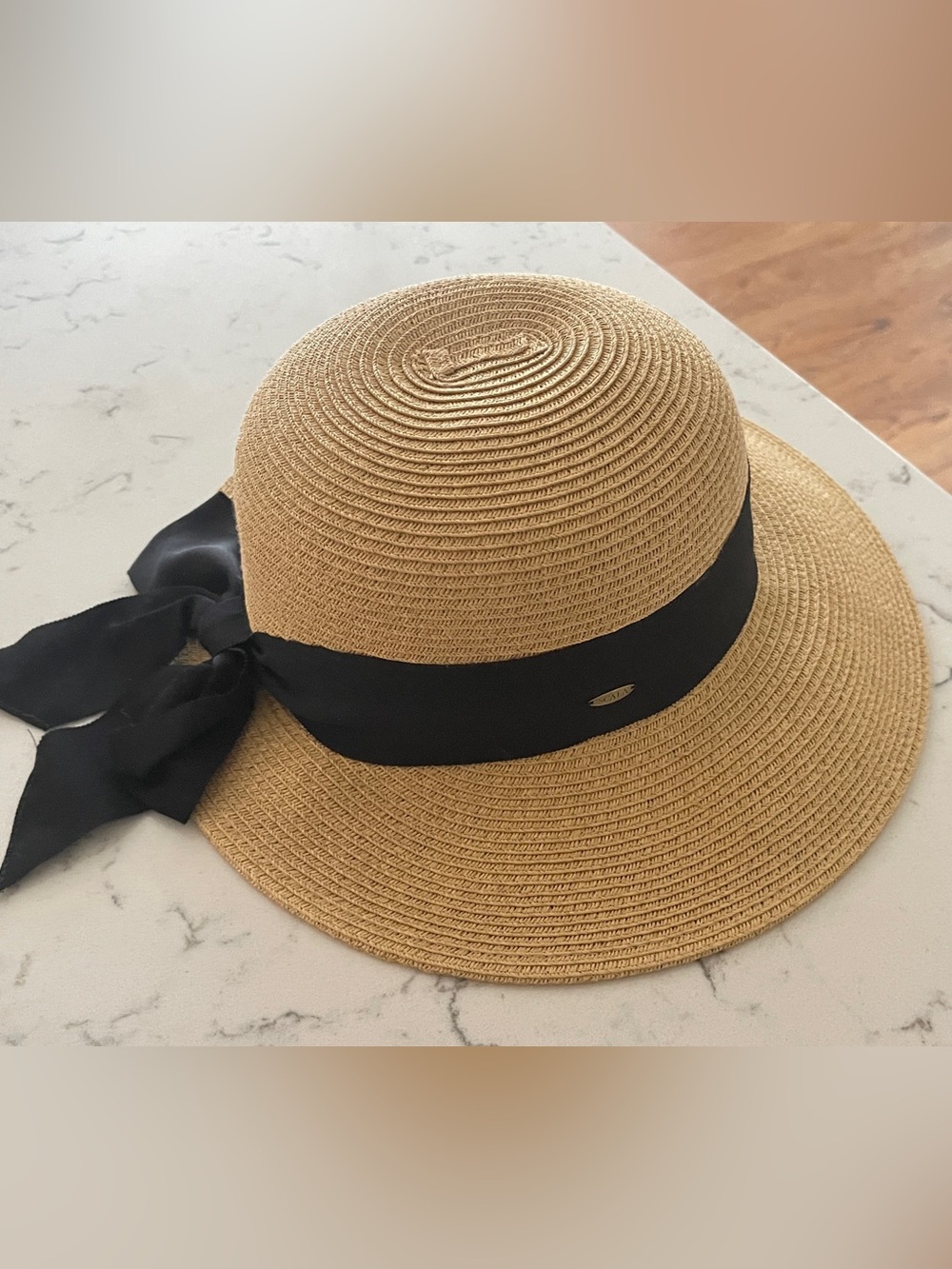 Scala Tan Straw Sun Hat with Black Band